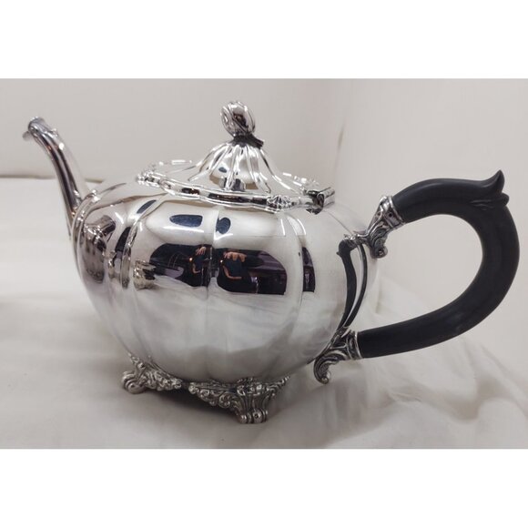 1847 Rogers Bros EP on Copper Victorian Silverplate Tea & Coffee Set Ornate - Picture 4 of 14